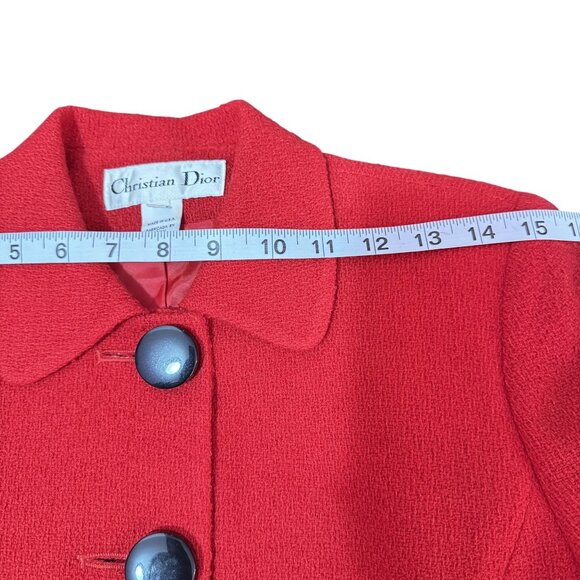 Vintage Christian Dior Womens Red Wool Skirt Suit Set 2P Jacket & Skirt USA - Picture 12 of 16